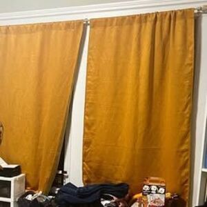 Set of Two Tommy Bahama Golden Yellow Room Darkening Long Curtains with Grommets